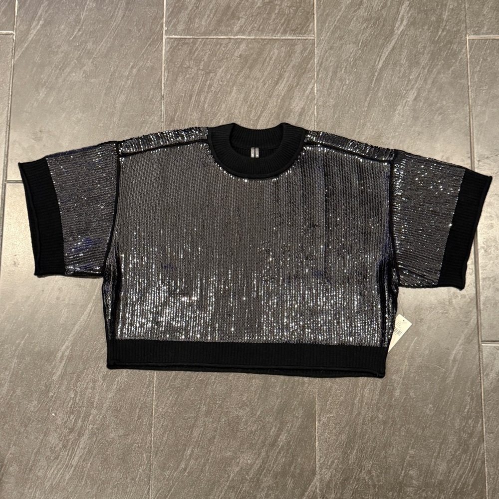 Anthropologie The Goldie Crew-Neck Cashmere Blend Sequin Sweater